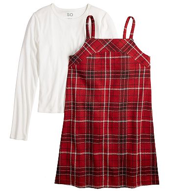 Girls 6-20 SO® Plaid Dress and Long Sleeve Top Set in Regular & Plus Size