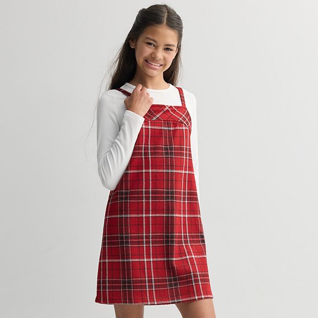 Girls 6-20 SO Plaid Dress and Long Sleeve Top Set in Regular & Plus