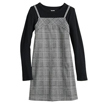 Girls 6-16 SO® Adaptive Plaid Dress and Long Sleeve Top Set