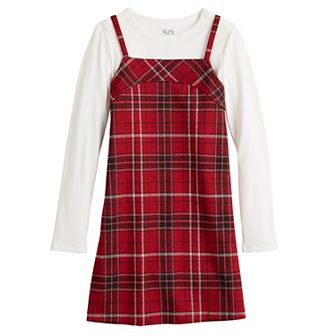 Girls 6-16 SO® Adaptive Plaid Dress and Long Sleeve Top Set