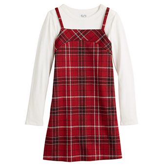 Girls 6-16 SO® Adaptive Plaid Dress and Long Sleeve Top Set