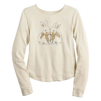 Girls 6-20 SO® Long Sleeve Cozy Graphic Baby Tee in Regular & Plus Size