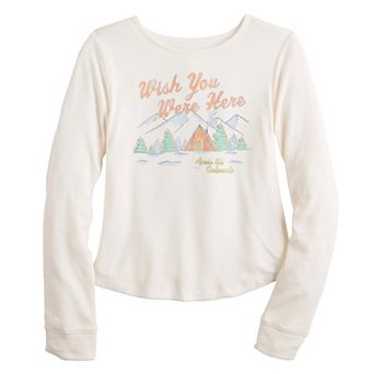 Girls 6-20 SO® Long Sleeve Cozy Graphic Baby Tee in Regular & Plus Size
