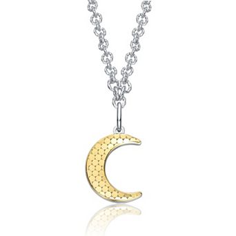 Sterling Silver Lunar Elegance Crescent Pendant Necklace
