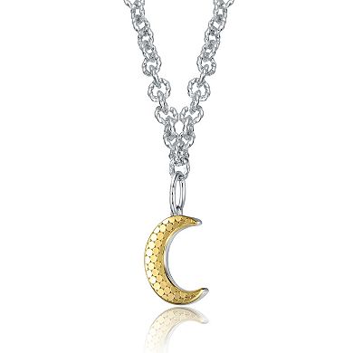 Sterling Silver Lunar Elegance Crescent Pendant Necklace