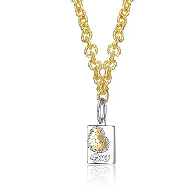 Sterling Silver Boundless Love Dog Tag Pendant Necklace