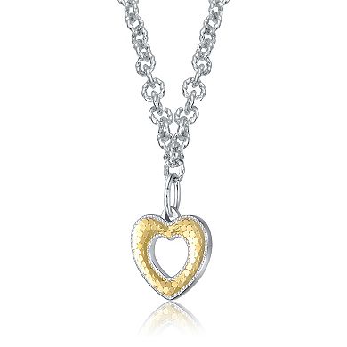 Sterling Silver Harmony Hearts Open Pendant Necklace