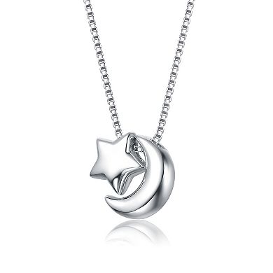 Kids Sterling Silver Star and Crescent Moon Pendant Necklace