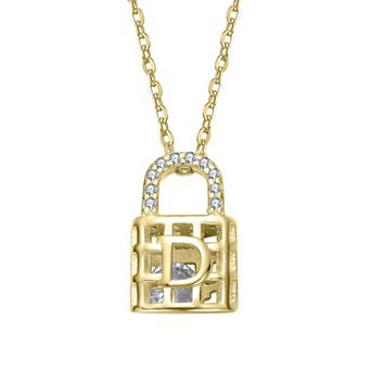 Kids 14k Gold Over Sterling Silver Cubic Zirconia Accents Padlock Pendant Necklace