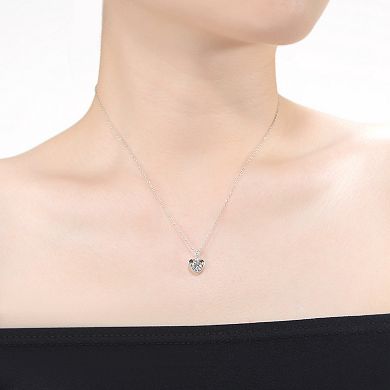 Sterling Silver Cubic Zirconia Heart Drop Pave Pendant Necklace