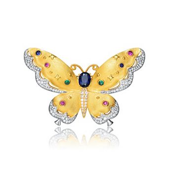 Sterling Silver and Cubic Zirconia Floral Pin