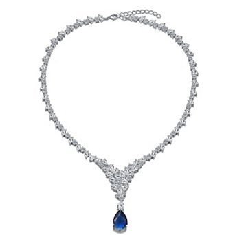 Sterling Silver Cubic Zirconia Cluster Bridal Y-Necklace