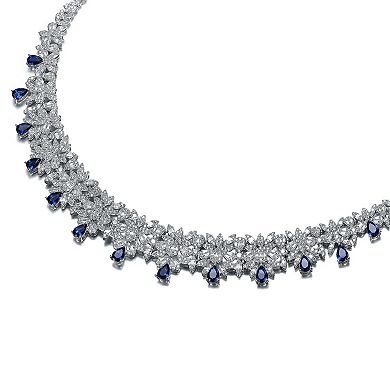 Sterling Silver Radiant Elegance Drop Tennis Necklace