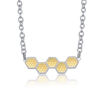 Sterling Silver Honeycomb Harmony Bar Necklace