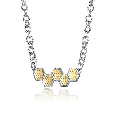 Sterling Silver Honeycomb Harmony Bar Necklace
