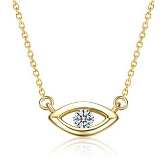 14k Gold Over Sterling Silver Cubic Zirconia Evil Eye Pendant Necklace
