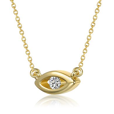 14k Gold Over Sterling Silver Cubic Zirconia Evil Eye Pendant Necklace