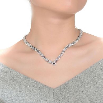 Sterling Silver Genevive Classy Tennis Necklace