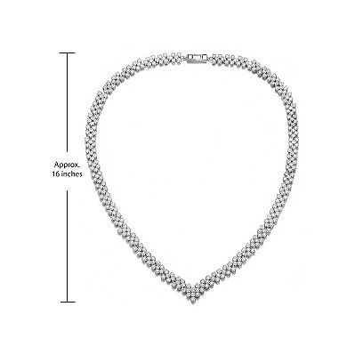 Sterling Silver Genevive Classy Tennis Necklace