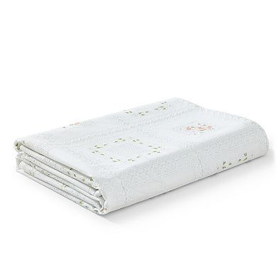 Elrene Home Fashions Floral Lace-Inspired 3-Yard Cut-to-fit Vinyl Tablecloth, 54"x108", White
