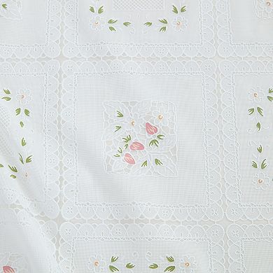 Elrene Home Fashions Floral Lace-Inspired 3-Yard Cut-to-fit Vinyl Tablecloth, 54"x108", White