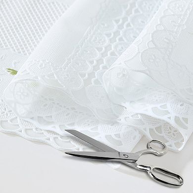 Elrene Home Fashions Floral Lace-Inspired 3-Yard Cut-to-fit Vinyl Tablecloth, 54"x108", White