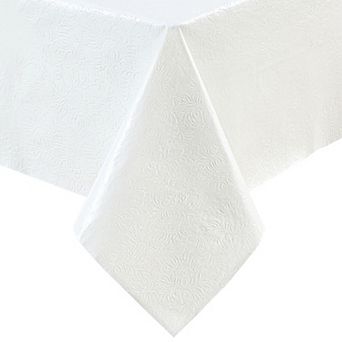 Elrene Home Fashions Floral Embossed Print 3-Yard Cut-to-fit Vinyl Table Pad, 54"x108", White