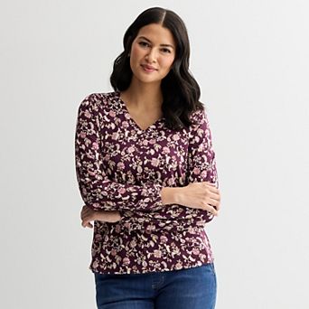Women's Croft & Barrow® Smocked Henley Blouse