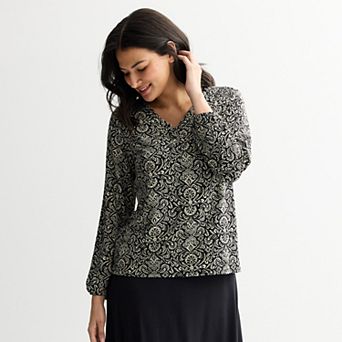 Women's Croft & Barrow® Smocked Henley Blouse
