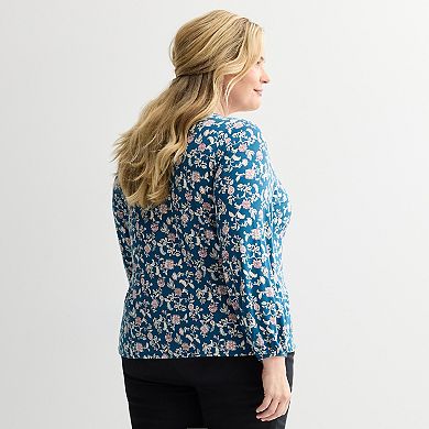 Plus Size Croft & Barrow® Smocked Henley Blouse