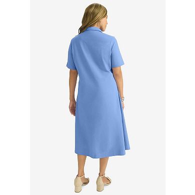 Jessica London Women's Plus Size Notch Neck Midi Dress
