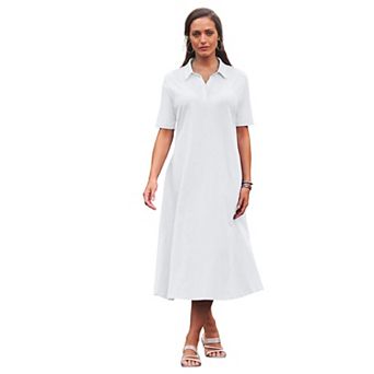 Jessica London Women's Plus Size Notch Neck Midi Dress