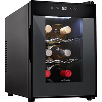 Ivation 6 Bottle Horizontal Thermoelectric Wine Cooler, Super Quiet Freestanding Wine Fridge