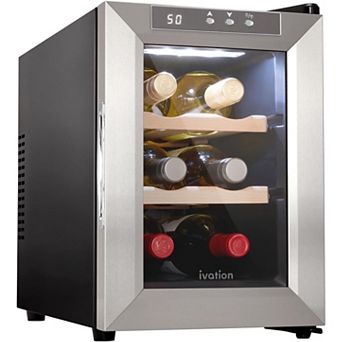 Ivation 6 Bottle Horizontal Thermoelectric Wine Cooler, Super Quiet Freestanding Wine Fridge