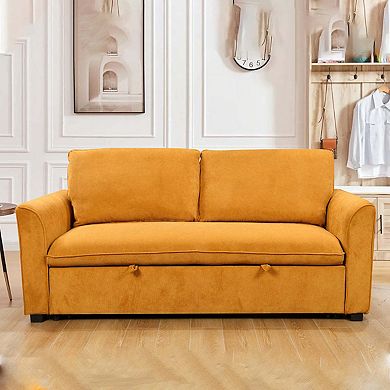 Mondawe 3 in 1 Convertible Queen Sleeper Sofa Bed, Fabric Loveseat Futon Sofa Couch w/ Pullout Bed