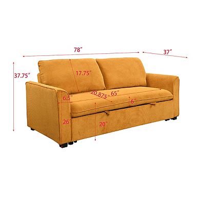 Mondawe 3 in 1 Convertible Queen Sleeper Sofa Bed, Fabric Loveseat Futon Sofa Couch w/ Pullout Bed