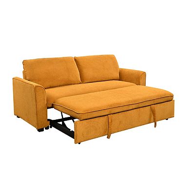 Mondawe 3 in 1 Convertible Queen Sleeper Sofa Bed, Fabric Loveseat Futon Sofa Couch w/ Pullout Bed