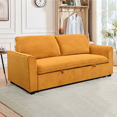 Mondawe 3 in 1 Convertible Queen Sleeper Sofa Bed, Fabric Loveseat Futon Sofa Couch w/ Pullout Bed