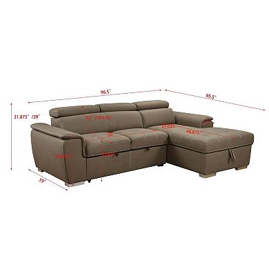 Mondawe Convertible Sectional Sofa, Contemporary L-shaped Sleeper Corner Sectional Sofa