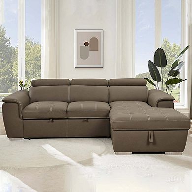 Mondawe Convertible Sectional Sofa, Contemporary L-shaped Sleeper Corner Sectional Sofa
