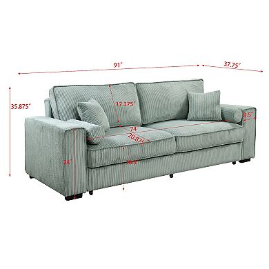 Mondawe Large Sofa Bed with Storage, Modern 3 Seater Couch Furniture, Classic Upholstered Back Sofa