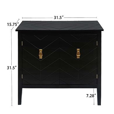 Mondawe 2-Door Cabinet,With Adjustable Shelves Black Wooden Cabinet