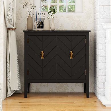 Mondawe 2-Door Cabinet,With Adjustable Shelves Black Wooden Cabinet