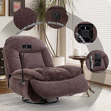 Mondawe Indoor Velvet 360 Degrees Swivel Recliner Accent Chair with Massage