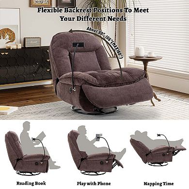 Mondawe Indoor Velvet 360 Degrees Swivel Recliner Accent Chair with Massage