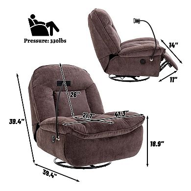 Mondawe Indoor Velvet 360 Degrees Swivel Recliner Accent Chair with Massage
