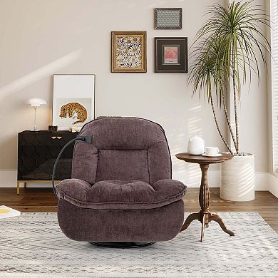Mondawe Indoor Velvet 360 Degrees Swivel Recliner Accent Chair with Massage