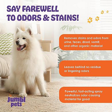 Jumblpets Pet Stain & Odor Neutralizer, Natural Enzyme Cleaner & Remover Spray