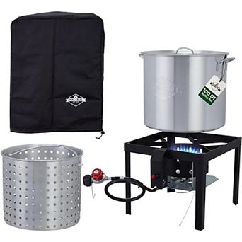 Hike Crew 80-qt Outdoor Boiling Kit with Igniter, 110,000 BTU Seafood Boil Set for Crawfish & More