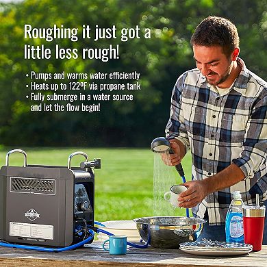 Hike Crew Propane Water Heater & Shower Pump, Rechargeable Camping Heater w/Shower Head Attachment